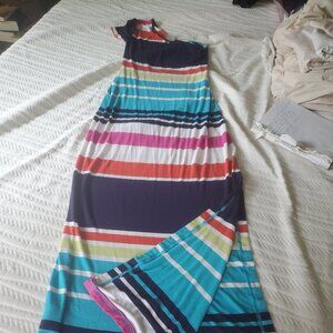 Max and Cleo Brightly Striped One Shoulder Maxi Dress With Leg Slit - Size XXS